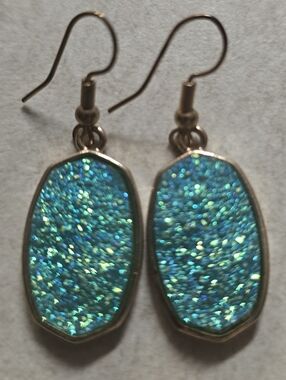 Blue Teal Sparkle Drop Earrings - Women's Jewelry